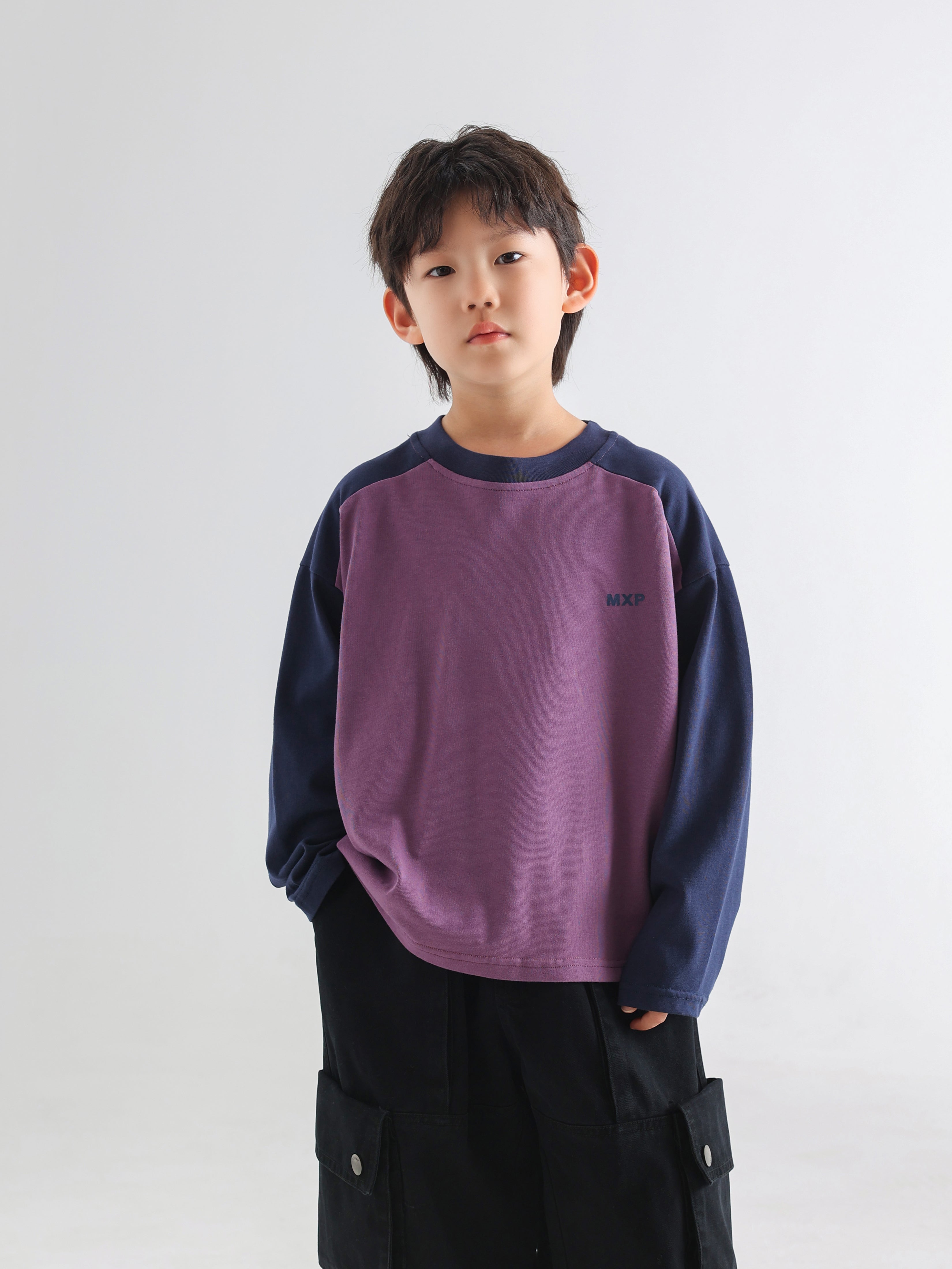 Fashionable Color-Block Long-Sleeve Tee - TANGC T5009