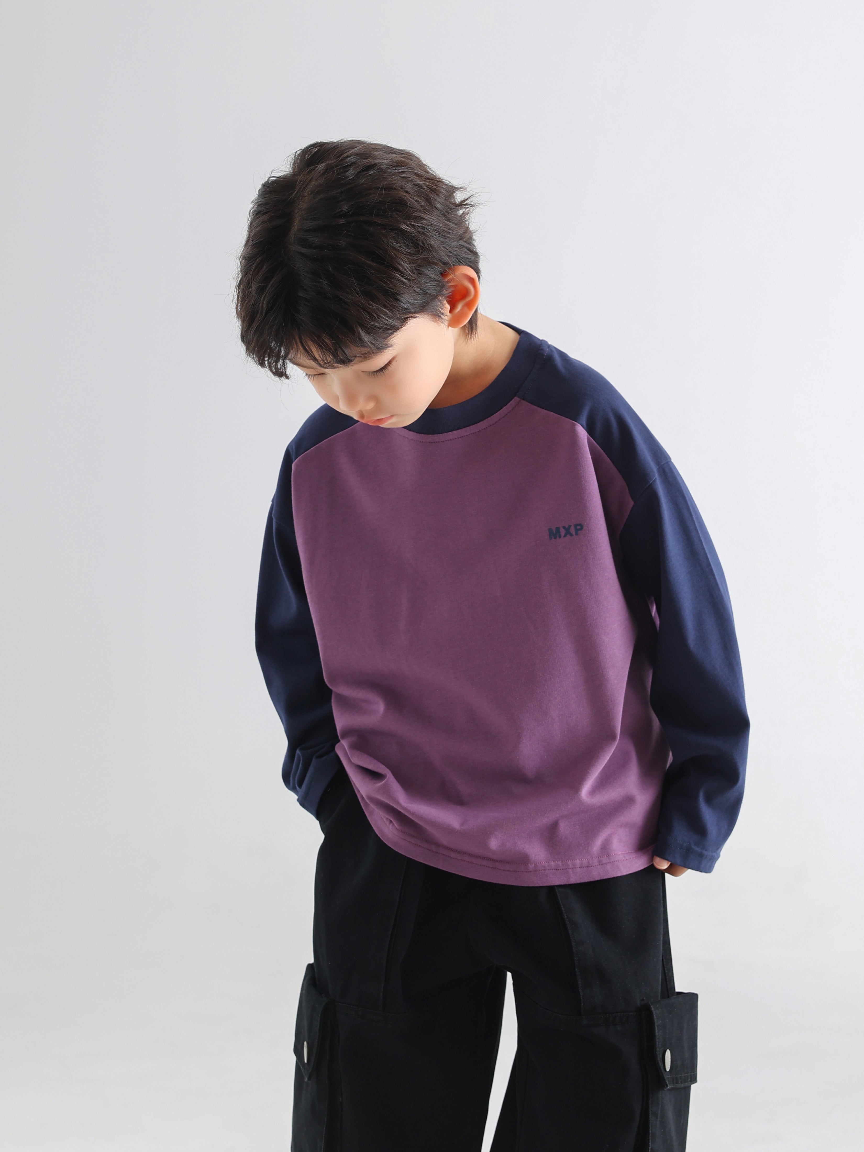 Fashionable Color-Block Long-Sleeve Tee - TANGC T5009