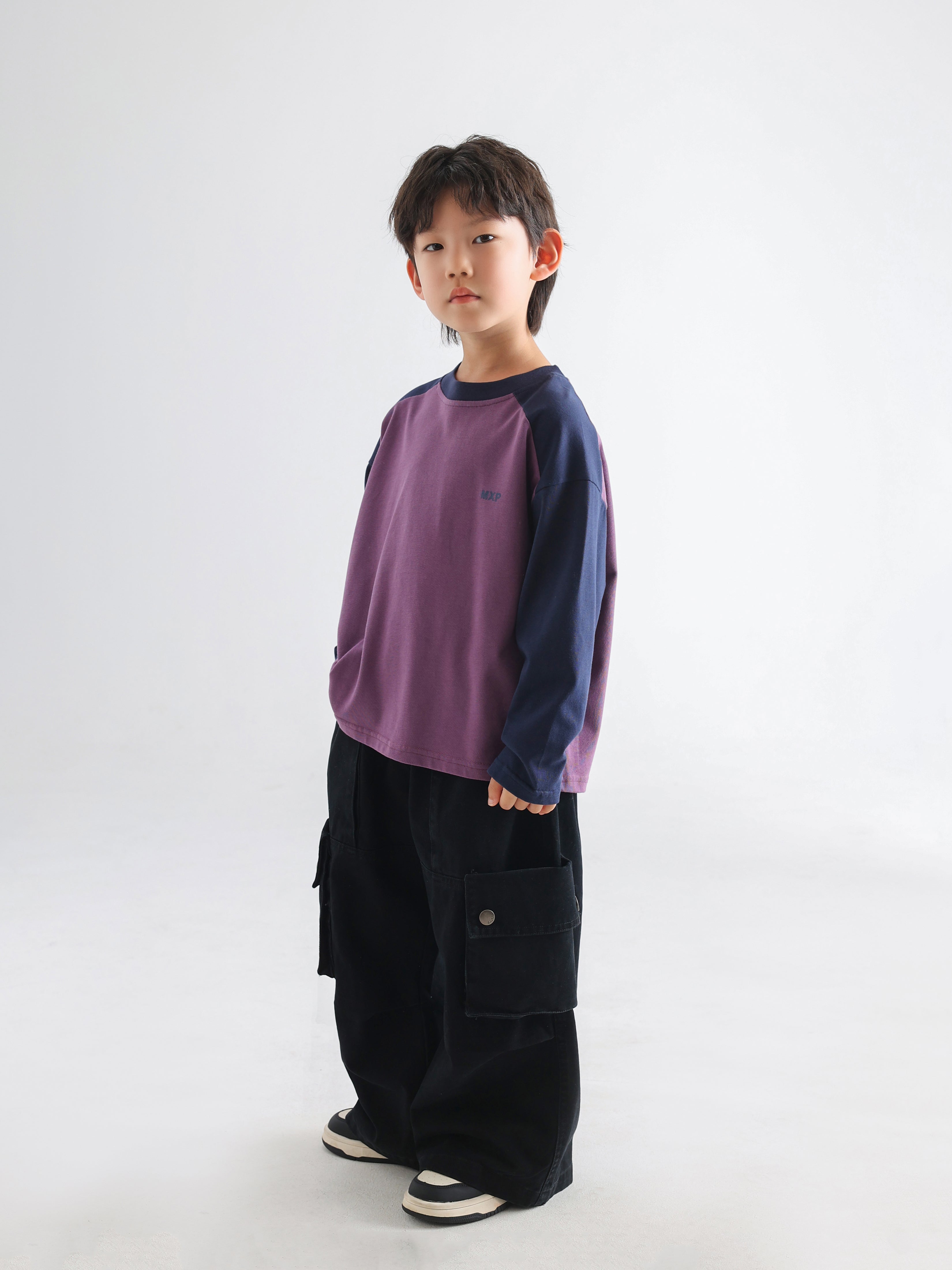 Fashionable Color-Block Long-Sleeve Tee - TANGC T5009