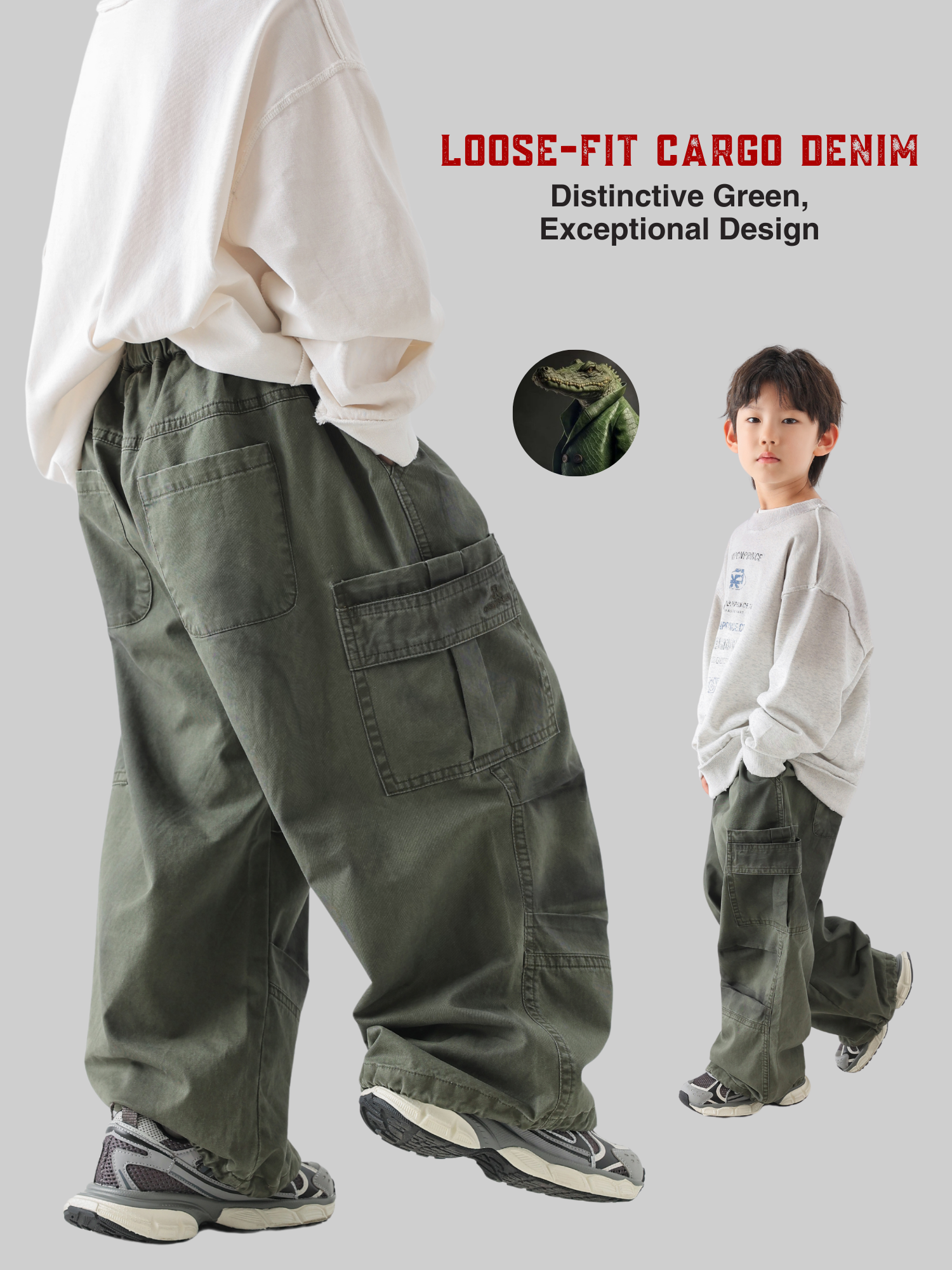 Loose-Fit Denim Cargo Pants - TANGC P5014