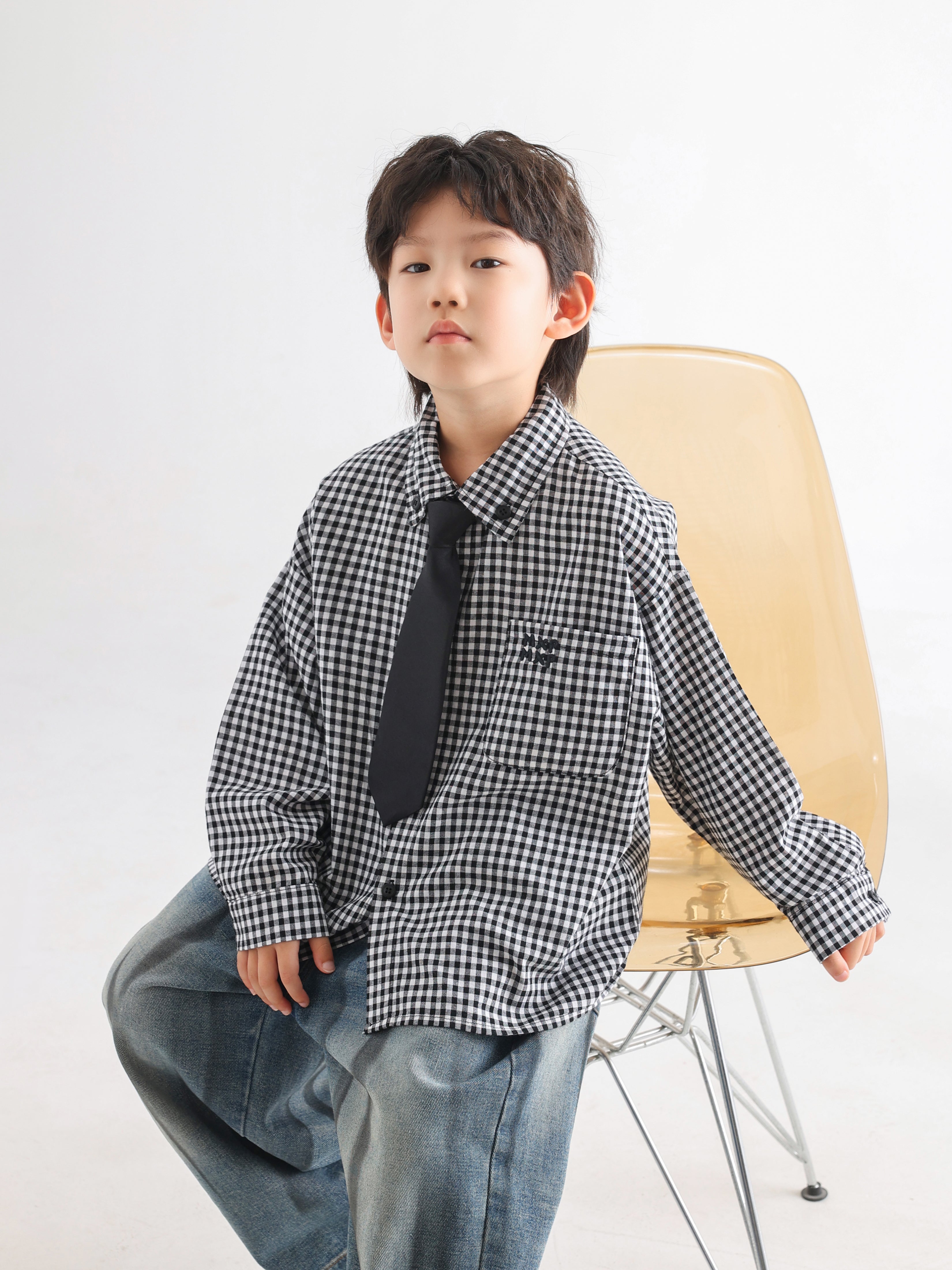 Black and White Plaid Shirt - TANGC S5018