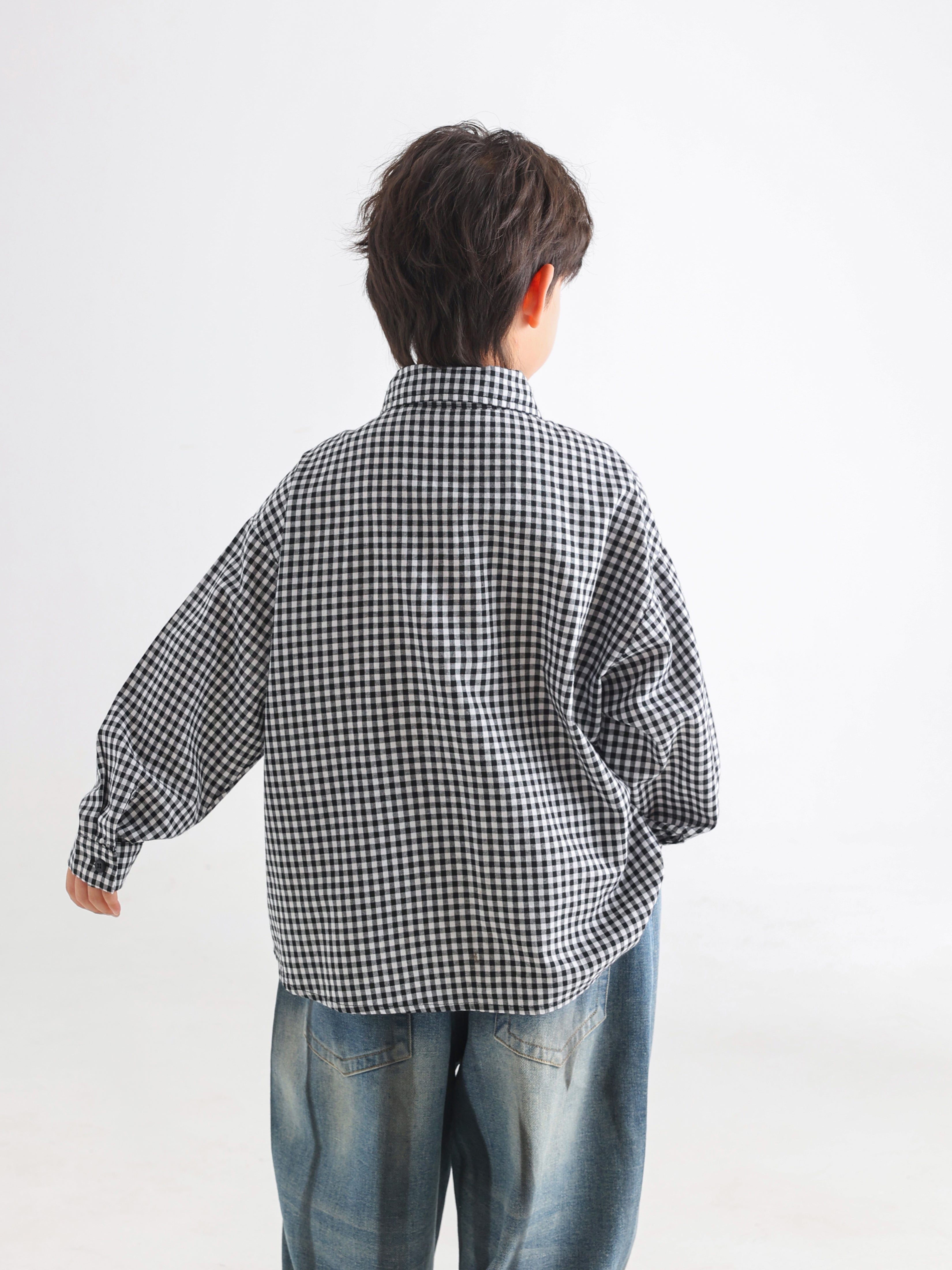 Black and White Plaid Shirt - TANGC S5018