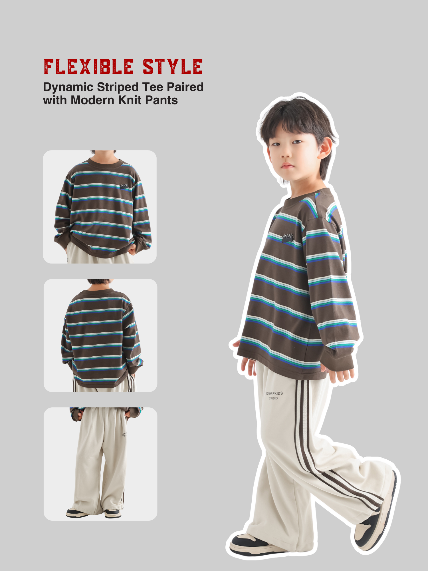 Stripe Tee & Knit Pants Set