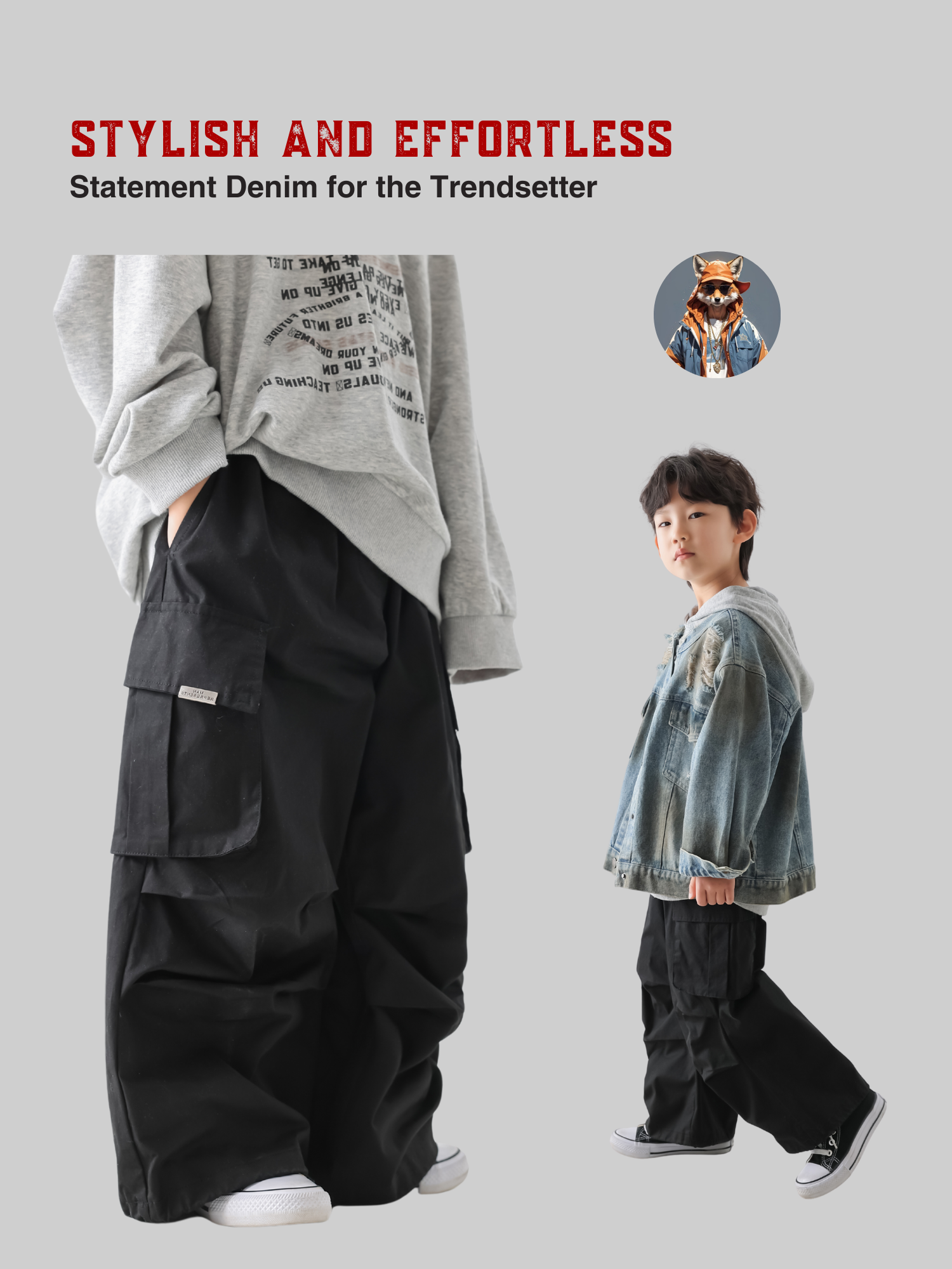 Cool Boy's Spring Black Cargo Pants - TANGC P5051