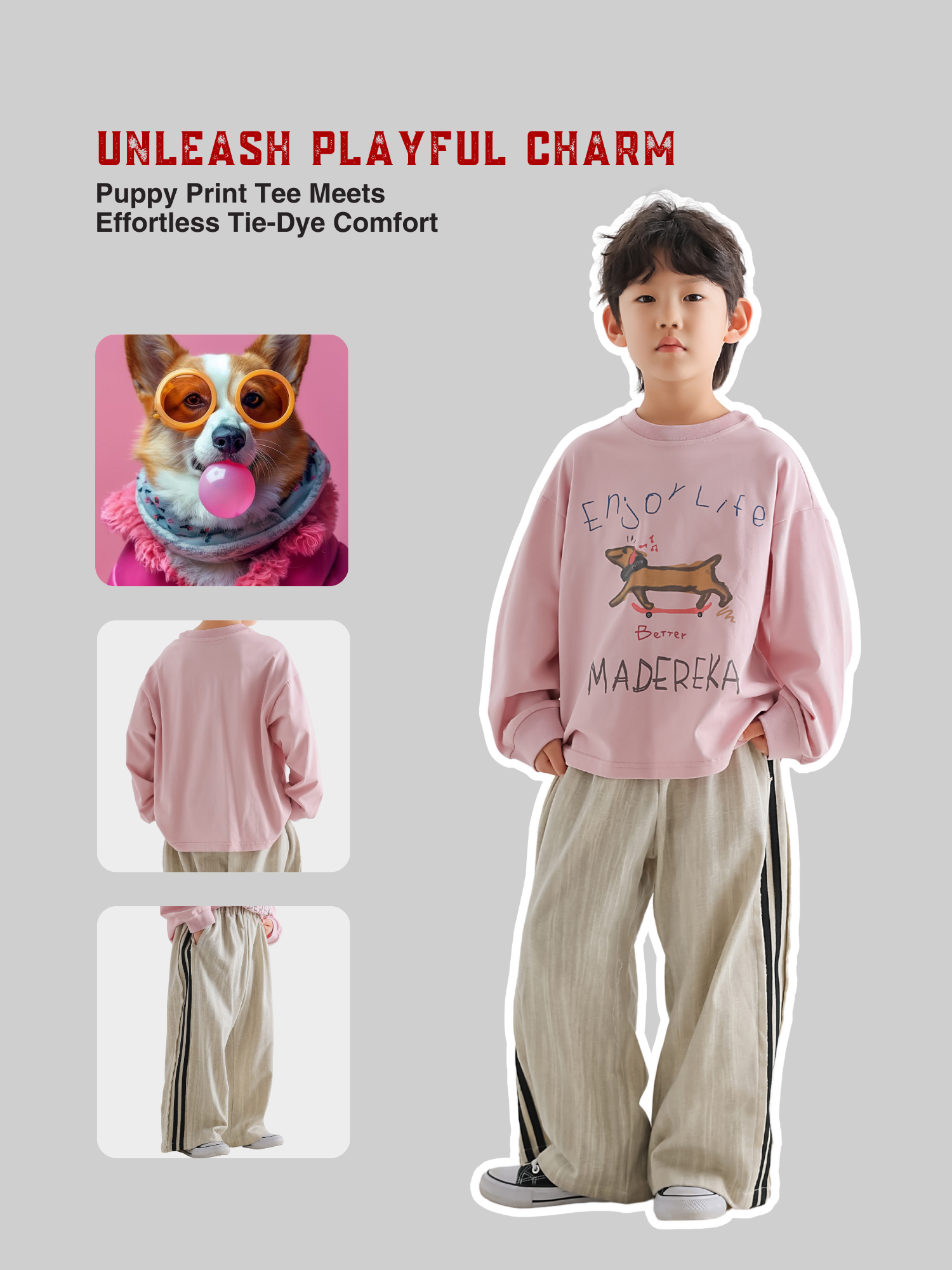 Puppy Tee & Tie-Dye Sweatpants Set