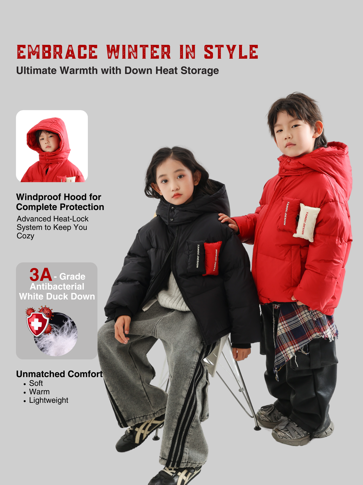 Stylish Shield Warmth Down Jacket - TANGC J6808