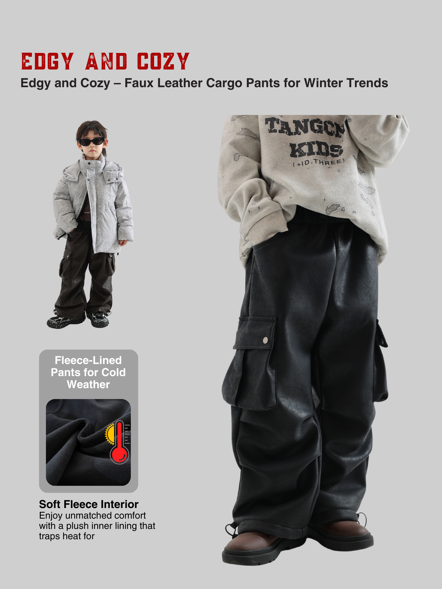 Leather Fleece-Lined Pants - TANGC P6951